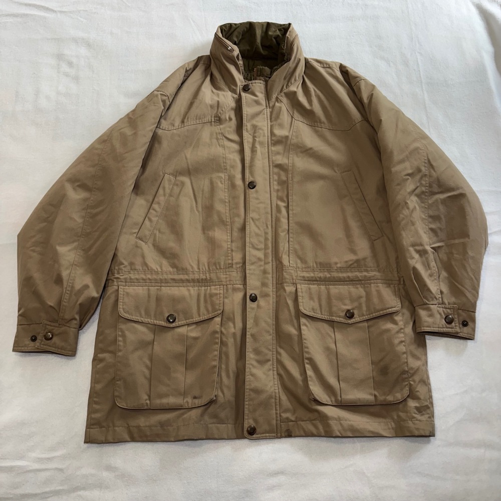London Fog Limited Edition Mens XL Tan Field Jacket Zip Out Lining Coat Hooded